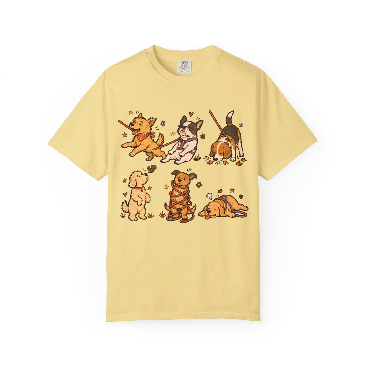 Dog Walk Personalities Stacked T‑Shirt